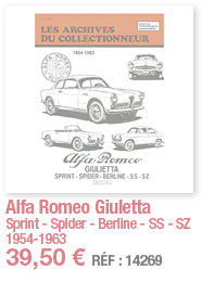 Alfa Romeo Giuletta Sprint - Spider - Berline - SS - SZ 1954-1963 39,50   RÉF : 14269