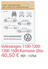Volkswagen 1100-1200-1300-1500 Karmann Ghia   40,50   RÉF : 13754
