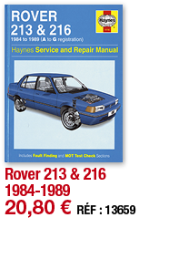 Rover 213 & 216 1984-1989   20,80   RÉF : 13659