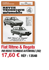 Fiat Ritmo & Regata   PAR REVUE TECHNIQUE AUTOMOBILE (392) 17,60   RÉF : 13548