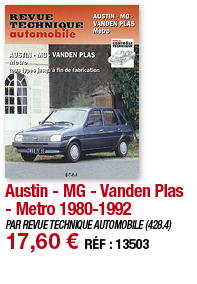 Austin - MG - Vanden Plas - Metro 1980-1992   PAR REVUE TECHNIQUE AUTOMOBILE (428 4) 17,60   RÉF : 13503