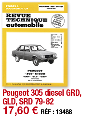 Peugeot 305 diesel GRD, GLD, SRD 79-82   17,60   RÉF : 13488