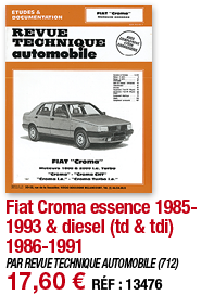 Fiat Croma essence 1985-1993 & diesel (td & tdi) 1986-1991   PAR REVUE TECHNIQUE AUTOMOBILE (712) 17,60   RÉF : 13476