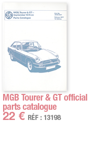 MGB Tourer & GT official parts catalogue   22   RÉF : 13198