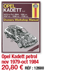 Opel Kadett petrol nov 1979-oct 1984   20,80   RÉF : 12600