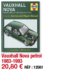 Vauxhall Nova petrol 1983-1993   20,80   RÉF : 12561
