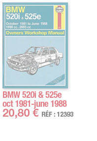Bmw 520i & 525e oct 1981-june 1988   20,80   RÉF : 12393