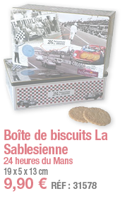 Boîte de biscuits La Sablesienne 24 heures du Mans 19 x 5 x 13 cm 9,90   RÉF : 31578