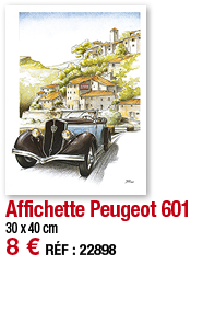 Affichette Peugeot 601   30 x 40 cm 8   RÉF : 22898