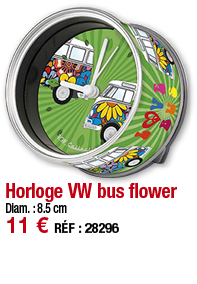 Horloge VW bus flower   Diam  : 8 5 cm 11   RÉF : 28296