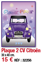Plaque 2 CV Citroën   30 x 40 cm  15   RÉF : 32256