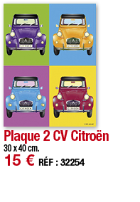 Plaque 2 CV Citroën   30 x 40 cm  15   RÉF : 32254