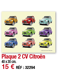 Plaque 2 CV Citroën   40 x 30 cm  15   RÉF : 32294