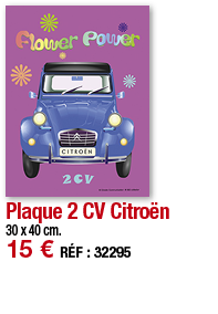 Plaque 2 CV Citroën   30 x 40 cm  15   RÉF : 32295