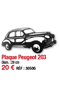 Plaque Peugeot 203   Diam  : 29 cm 20   RÉF : 30506