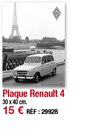 Plaque Renault 4   30 x 40 cm  15   RÉF : 29928
