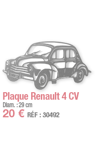 Plaque Renault 4 CV   Diam  : 29 cm 20   RÉF : 30492