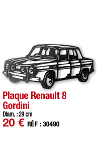 Plaque Renault 8 Gordini   Diam  : 29 cm 20   RÉF : 30490