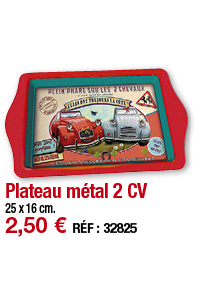 Plateau métal 2 CV   25 x 16 cm  2,50   RÉF : 32825