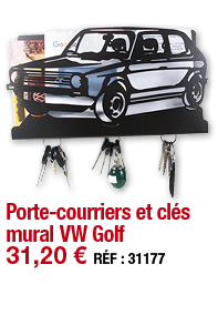 Porte-courriers et clés mural VW Golf   31,20   RÉF : 31177