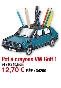 Pot à crayons VW Golf 1   24 x 9 x 10,5 cm 12,70   RÉF : 34200