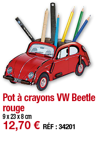 Pot à crayons VW Beetle rouge   9 x 23 x 8 cm 12,70   RÉF : 34201