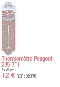 Thermomètre Peugeot 205 GTI   7 x 30 cm  12   RÉF : 32378