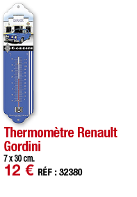 Thermomètre Renault Gordini   7 x 30 cm  12   RÉF : 32380
