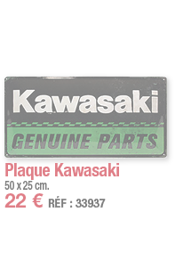 Plaque Kawasaki     50 x 25 cm  22   RÉF : 33937