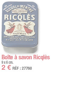 Boîte à savon Ricqlès     9 x 6 cm  2   RÉF : 27760