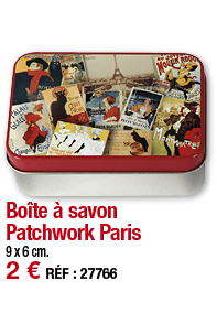 Boîte à savon Patchwork Paris     9 x 6 cm  2   RÉF : 27766
