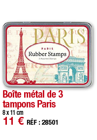 Boîte métal de 3 tampons Paris     8 x 11 cm 11   RÉF : 28501