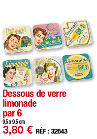 Dessous de verre limonade   par 6 9,5 x 9,5 cm 3,80   RÉF : 32643
