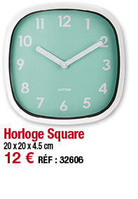 Horloge Square   20 x 20 x 4 5 cm 12   RÉF : 32606