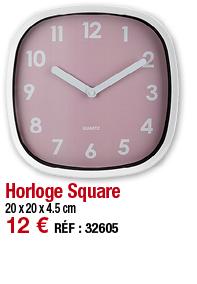 Horloge Square   20 x 20 x 4 5 cm 12   RÉF : 32605