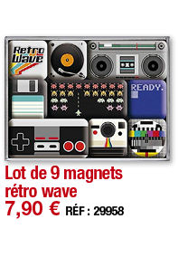 Lot de 9 magnets rétro wave   7,90   RÉF : 29958