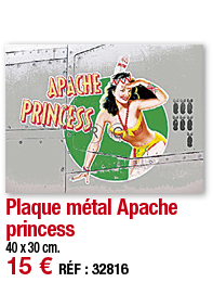 Plaque métal Apache princess   40 x 30 cm  15   RÉF : 32816