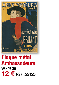 Plaque métal Ambassadeurs   30 x 40 cm 12   RÉF : 28120