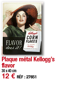 Plaque métal Kellogg s flavor   30 x 40 cm 12   RÉF : 27651